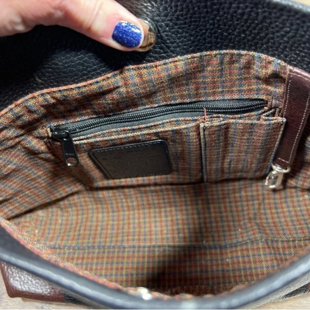 BRIGHTON Charlotte Two Tone Leather Shoulder Bag Black/Brown EUC